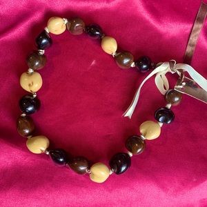 GENUINE HANDCRAFTED HAWAII KUKUI NUT RIBBON NECKLACE